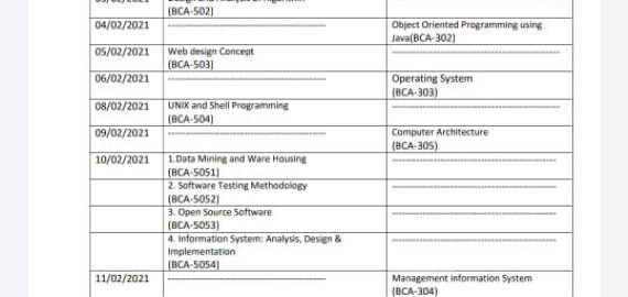 Examination Schedule 2021